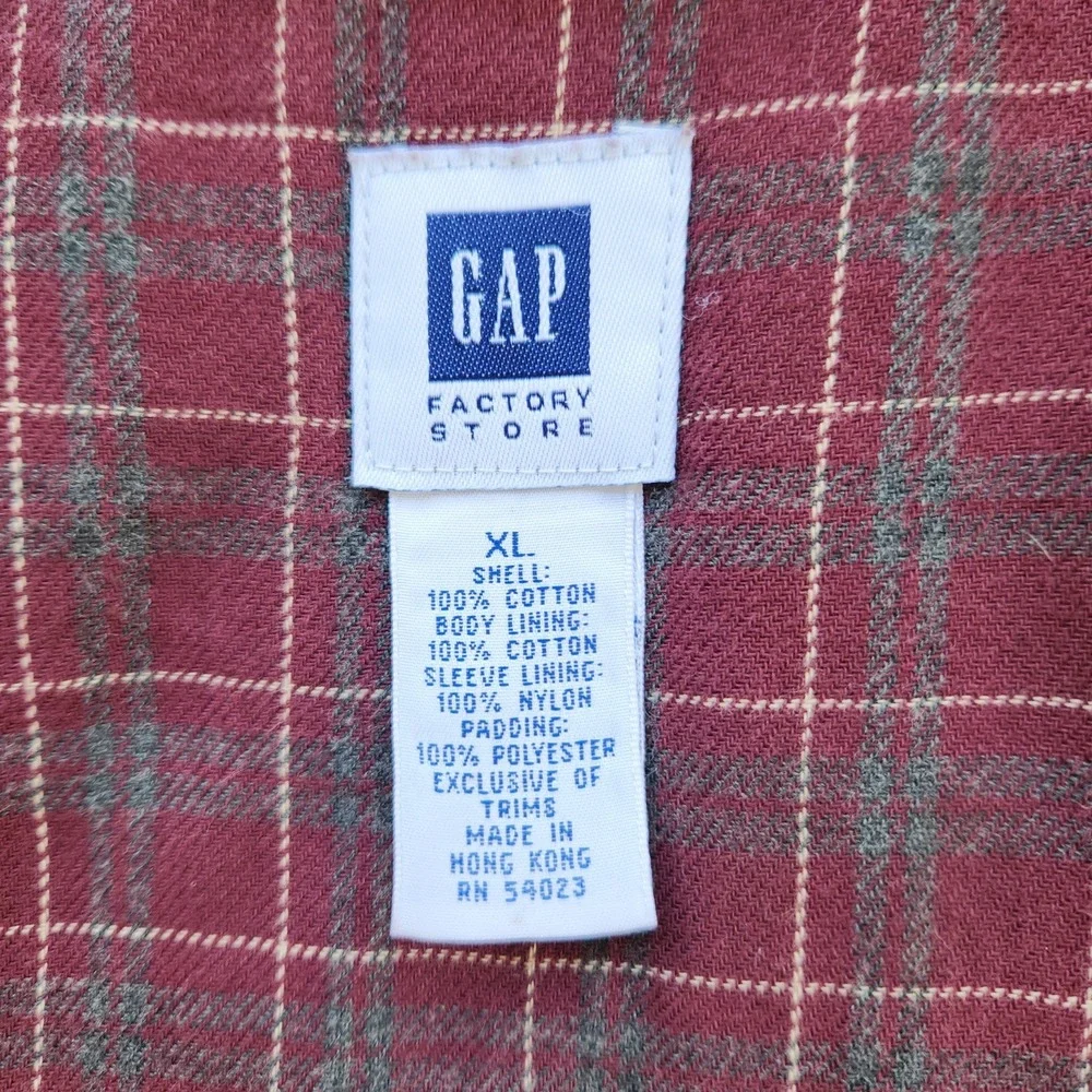 Vintage GAP Chore Jacket Size XL Navy Blue Red Plaid Flannel Lining 90s